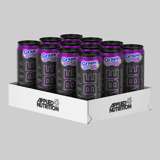 Crate of 12 ABE Energy + Performance Cans from Applied Nutrition in the flavour Grape Soda