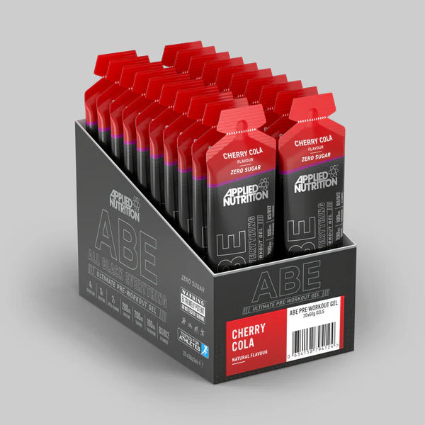 box of gels from applied nutrition in the flavour cherry cola