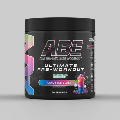 Tub of ABE Ultimate Pre-Workout from Applied Nutrition in the flavour Candy Ice Blast