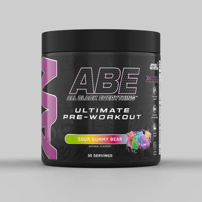 Tub of ABE Ultimate Pre-Workout from Applied Nutrition in the flavour Sour Gummy Bear