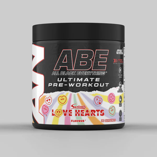 Tub of ABE Ultimate Pre-Workout from Applied Nutrition in the flavour Love Hearts