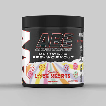 Tub of ABE Ultimate Pre-Workout from Applied Nutrition in the flavour Love Hearts