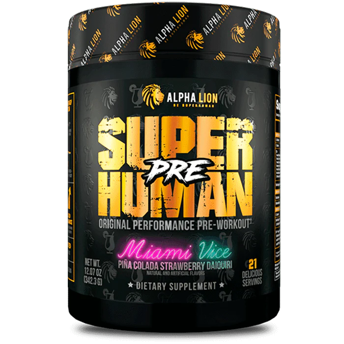 Tub Of Super Human Pre Workout From Alpha Lion in the Flavour Miami Vice