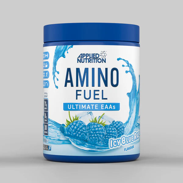 Tub Of Amino Fuel Ultimate EAAs From Applied Nutrition in the flavour Icy Blue Raz