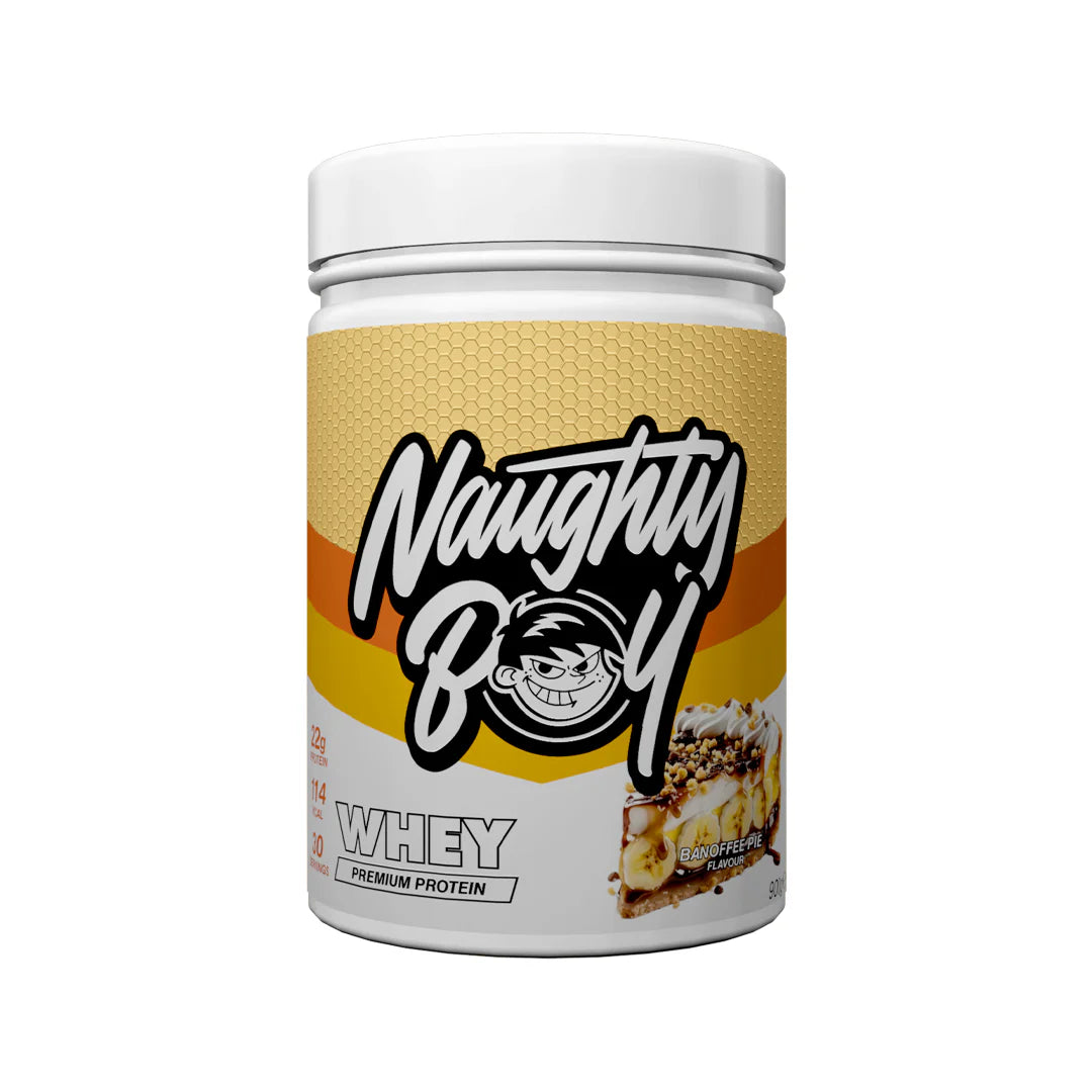 Tub of  Advanced Protein Whey from Naughty Boy in the flavour Banoffee Pie