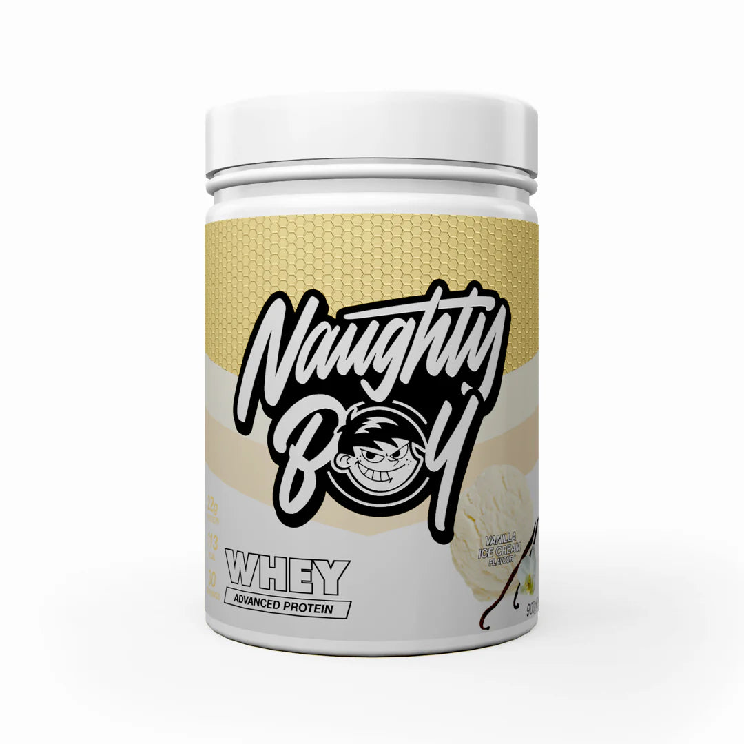 Tub of  Advanced Protein Whey from Naughty Boy in the flavour Vanilla Ice Cream