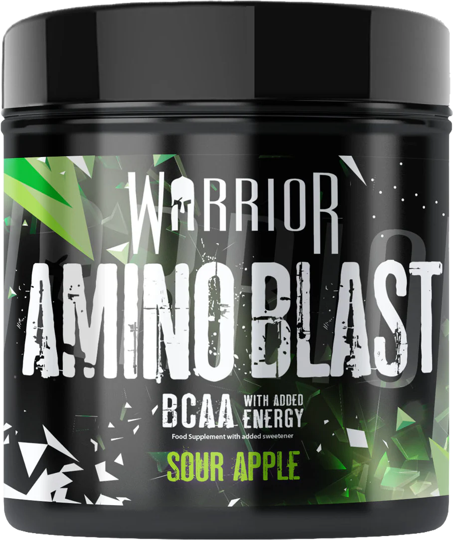 Tub Of Amino Blast BCAA from the brand Warrior In the flavour Sour Apple